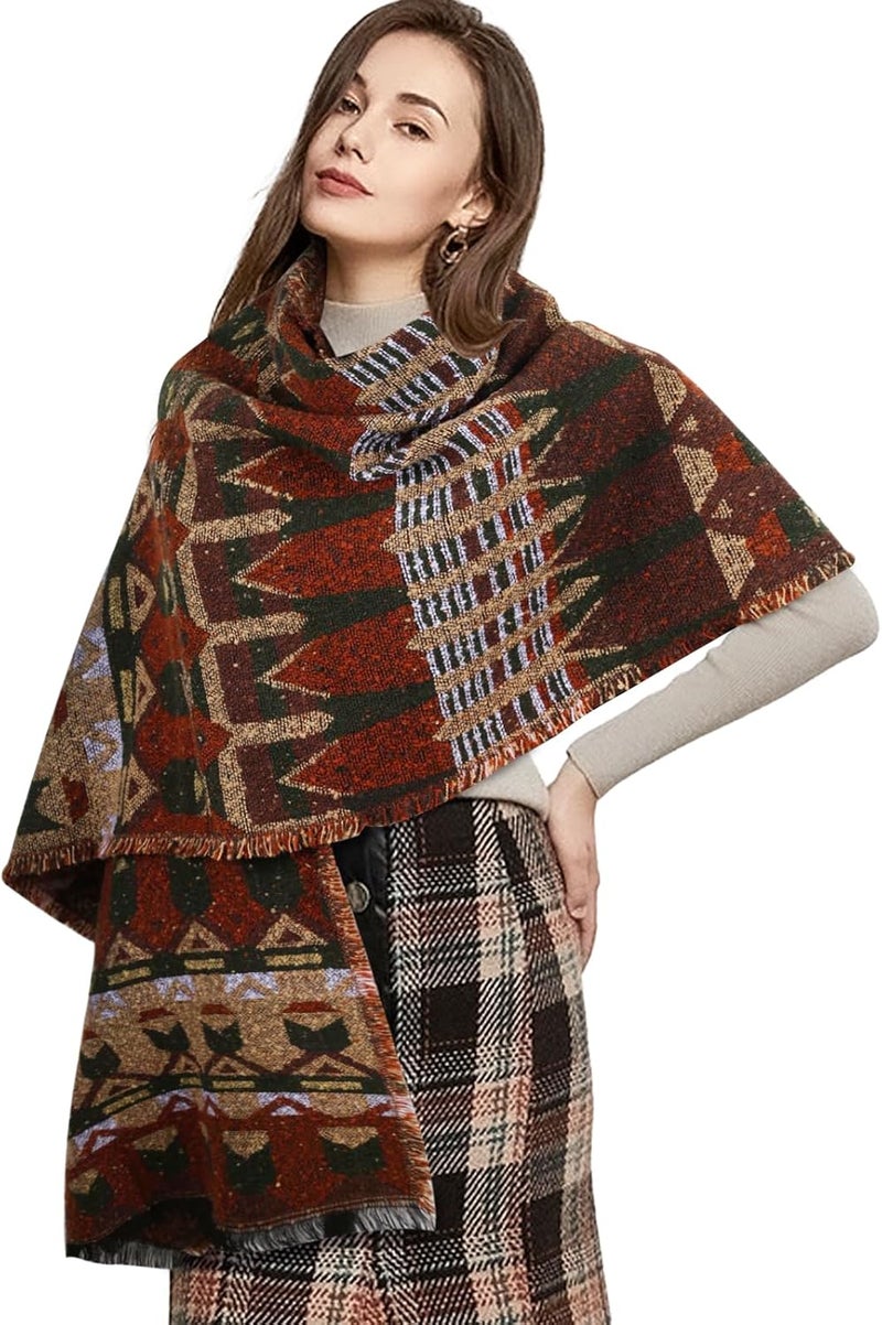 EXTREE Scarfs for Women Pashmina Silky Shawl Wrap for Evening Dressing Blanket Open Front Poncho Cape - Image 4